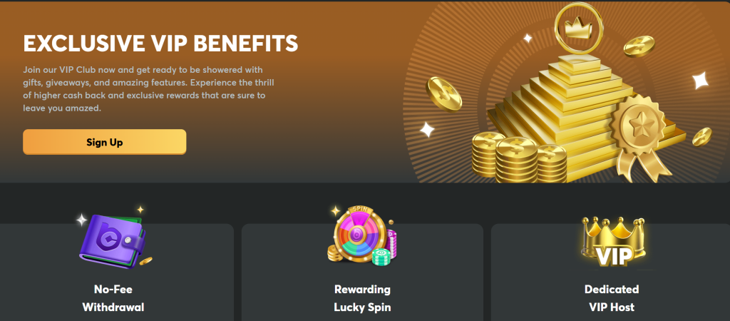 VIP Club with levels, rewards, and Lucky Wheel spins.