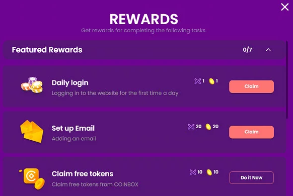 rewards section
