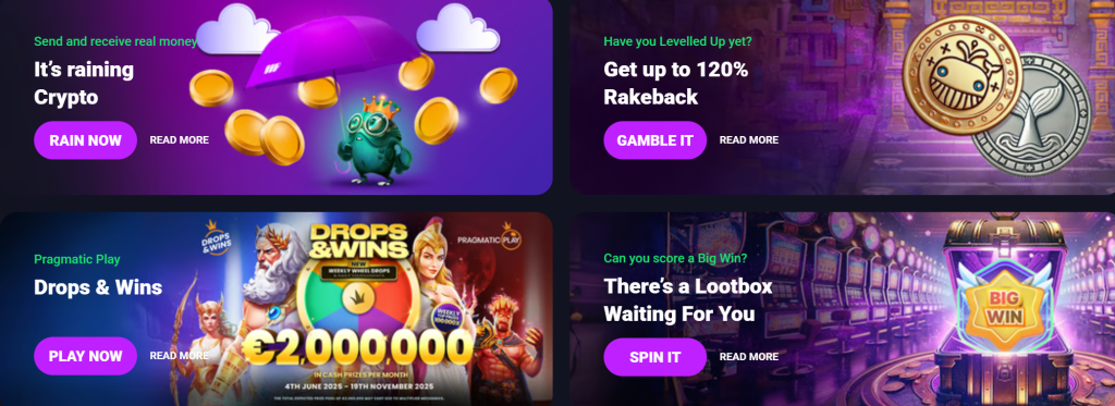 Metaspins Casino features weekly reloads, tournaments, and loot boxes