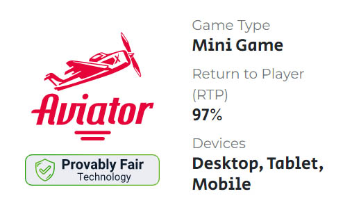 Aviator is a provably fair game with 97% RTP