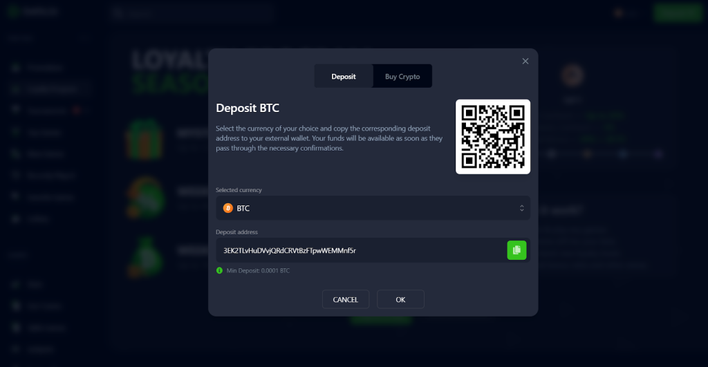 how to deposit on bets.io casino