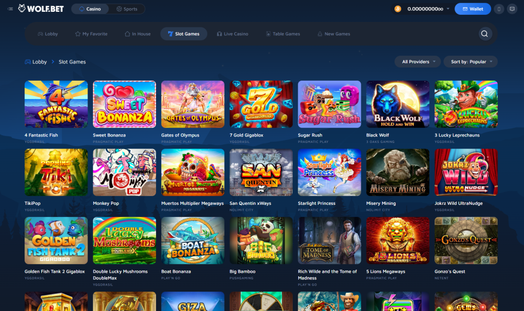 Wolfbet currently offers a bit more than 6600 slot games.
