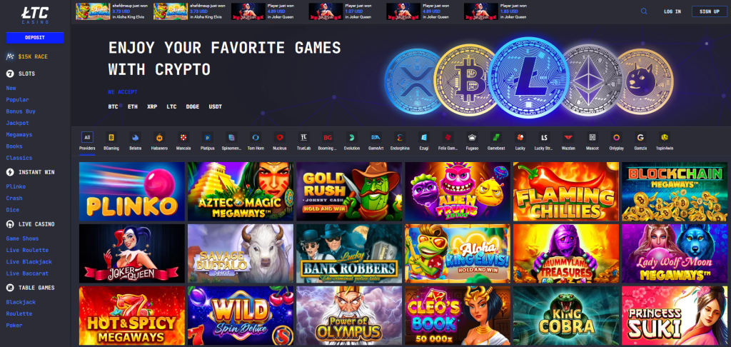 LTC Casino Layout And Homepage