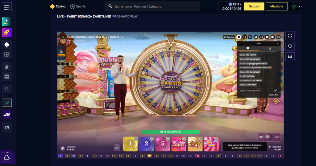 testing live casino games at justbit