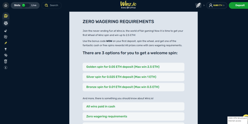 Winz.io Wagering Rules