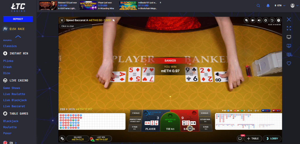 Online baccarat at LTC casino as one of the best Bitcoin baccarat casinos 