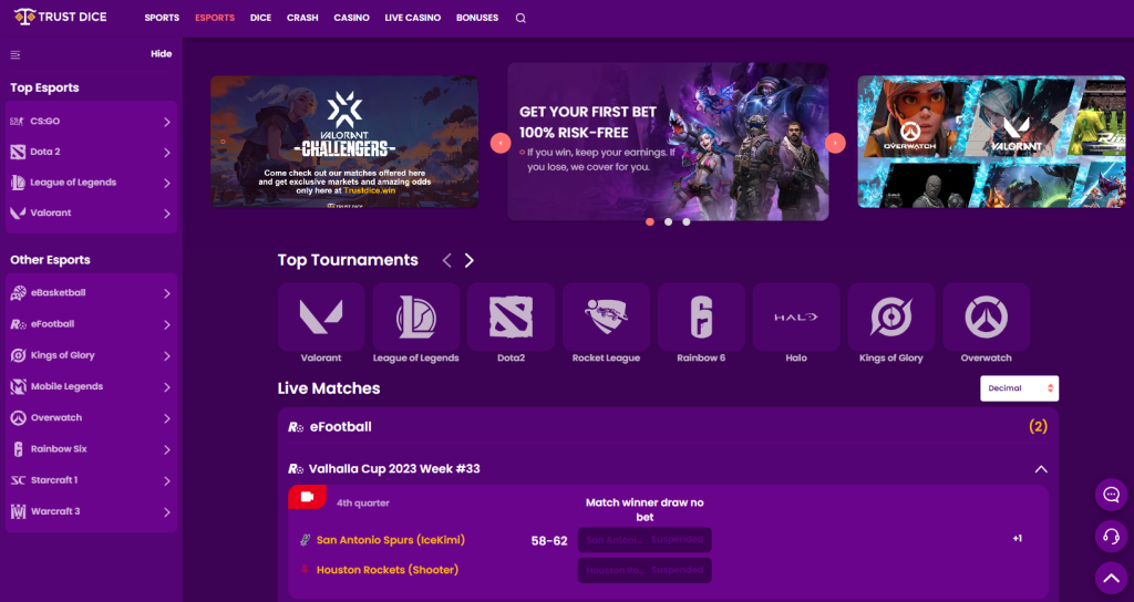 decentralized eSports betting page example