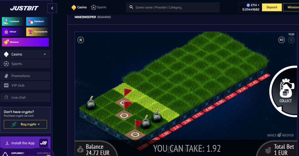 JustBit Minesweeper Casino Game