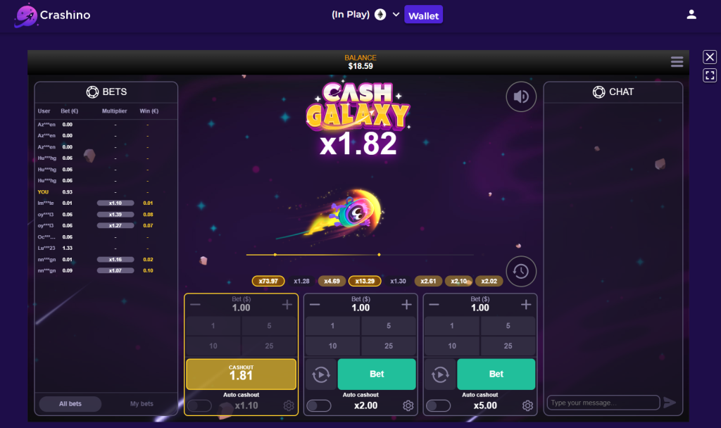 Cash Galaxy provably fair game