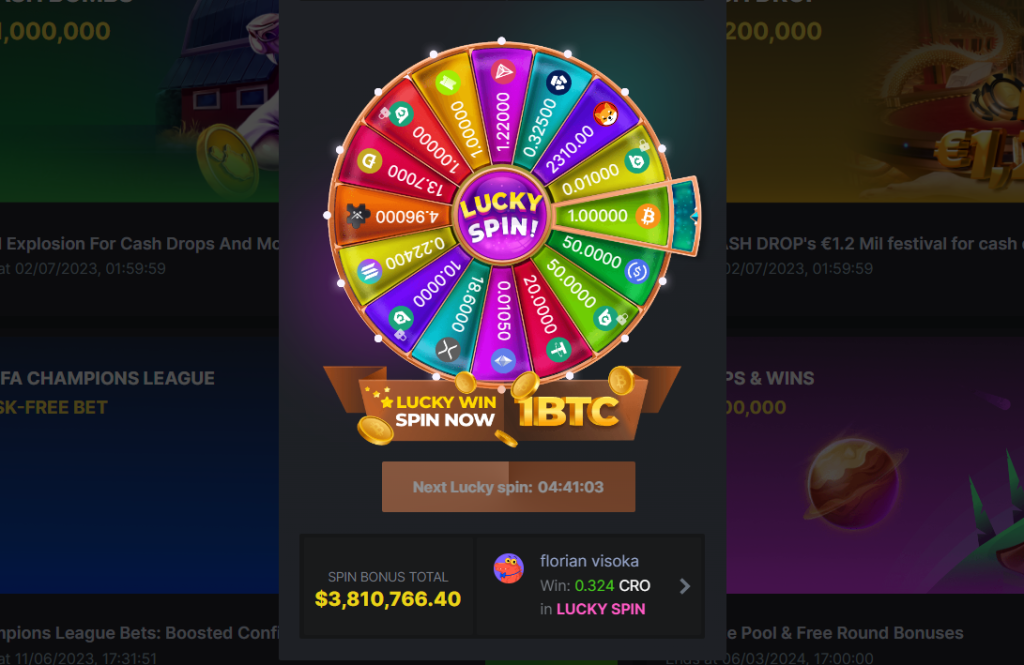 The lucky spin promotion at BC Game as one of the best BItcoin Cash casinos