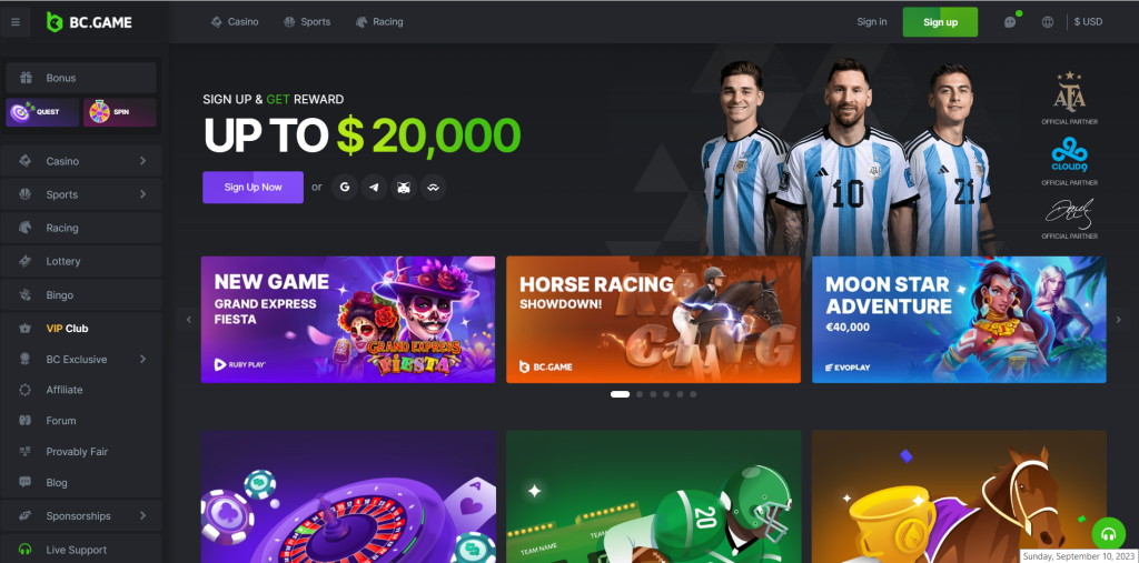 BC Game Casino as one of the best Cardano casino sites