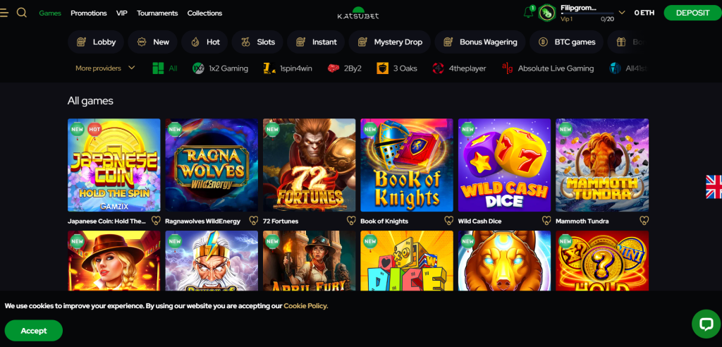KatsuBet Casino review and homepage