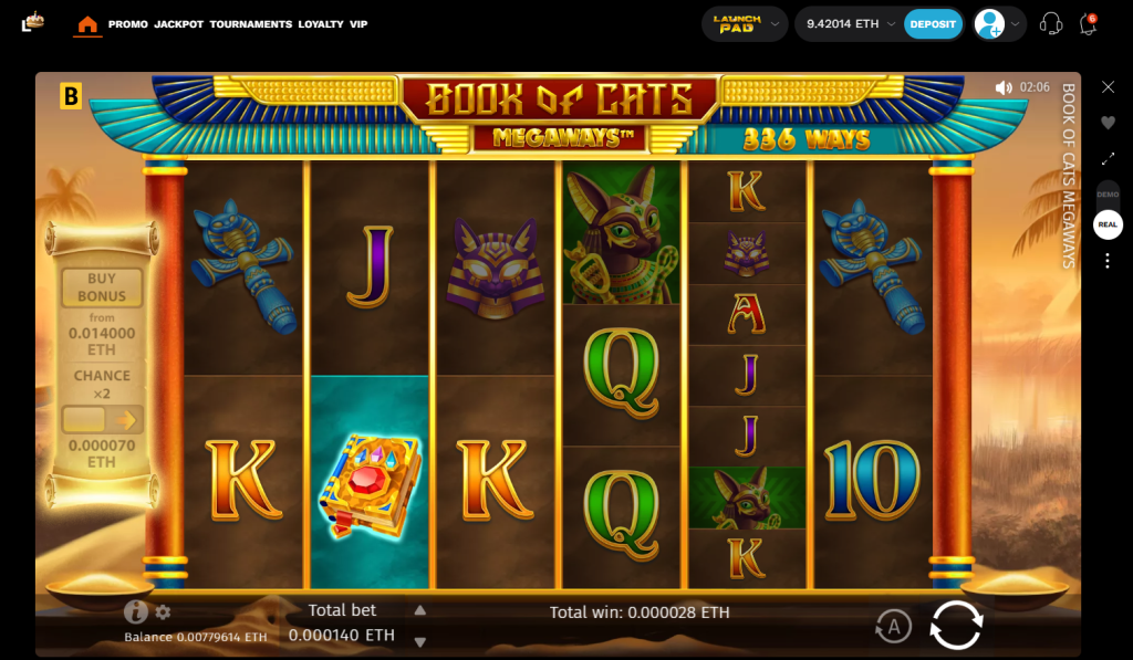 Book of Cats slot on LevelUp Casino