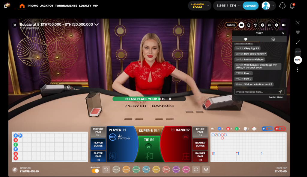 Baccarat game betting options 