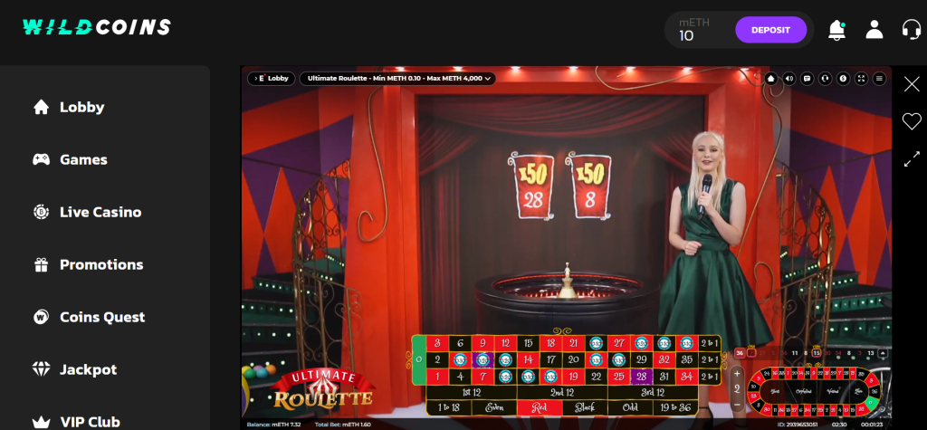 Ultimate Roulette on Wildcoins Casino