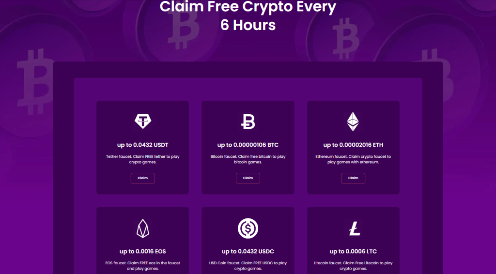 Example of crypto faucet offers on TrustDice