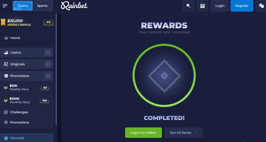 Rainbet Casino features a dedicated "Rewards" section with tailored loyalty prizes for regulars