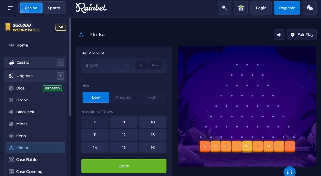 Rainbet is one of the best new Plinko gaming sites with a native version of the game and weekly boosts and raffles