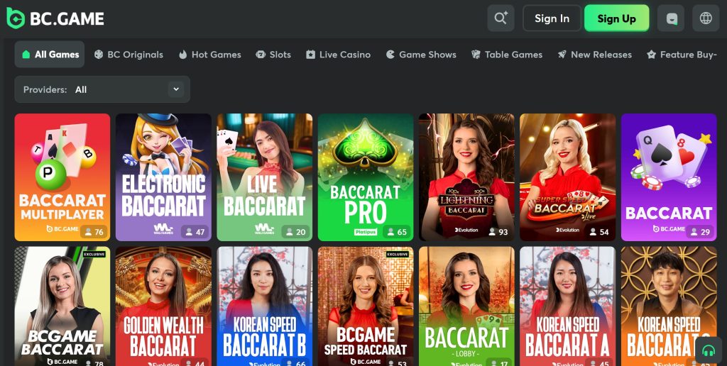 Baccarat Games at BC Game Casino