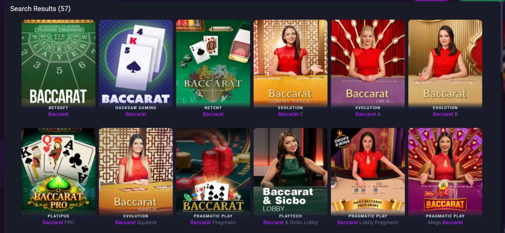 Metaspins Casino offers more than 50 baccarat games