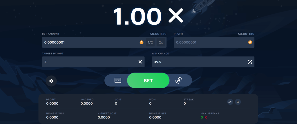 The Limbo game at WolfBet comes with a x1,000,000 maximum win multiplier