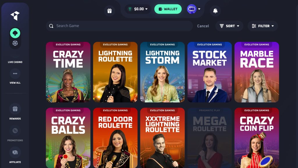 Thrill Casino features over 80 live dealer games, including game shows from Evolution Gaming and Pragmatic Play Live