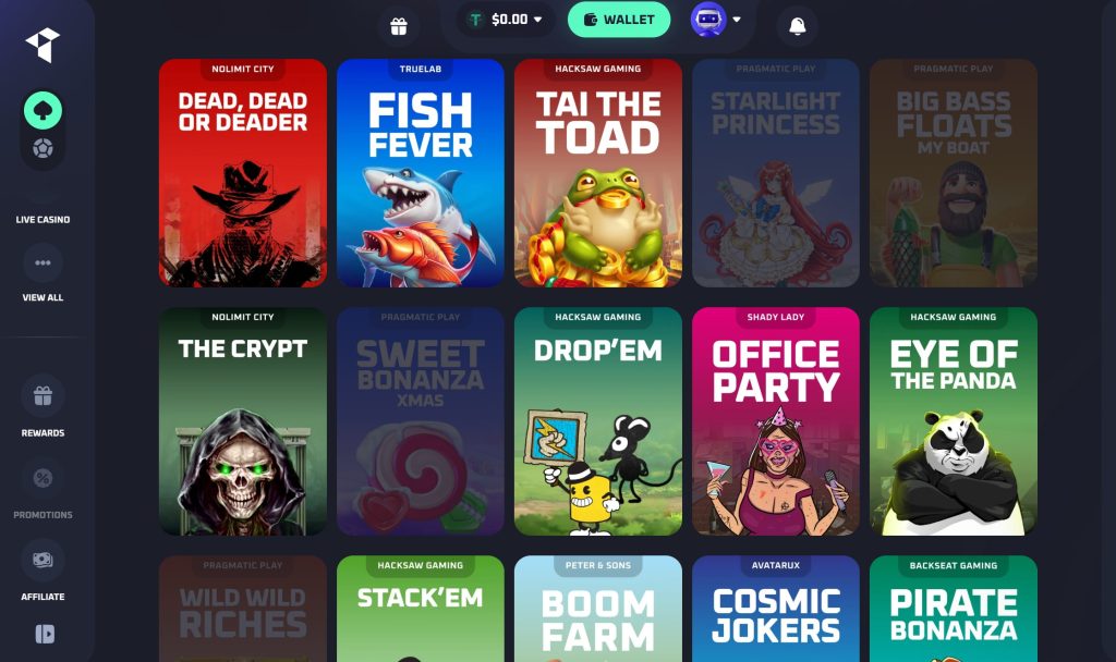 The choice of online slots at Thrill Casino includes top-tier releases from Pragmatic Play, Hacksaw, and NoLimitCity