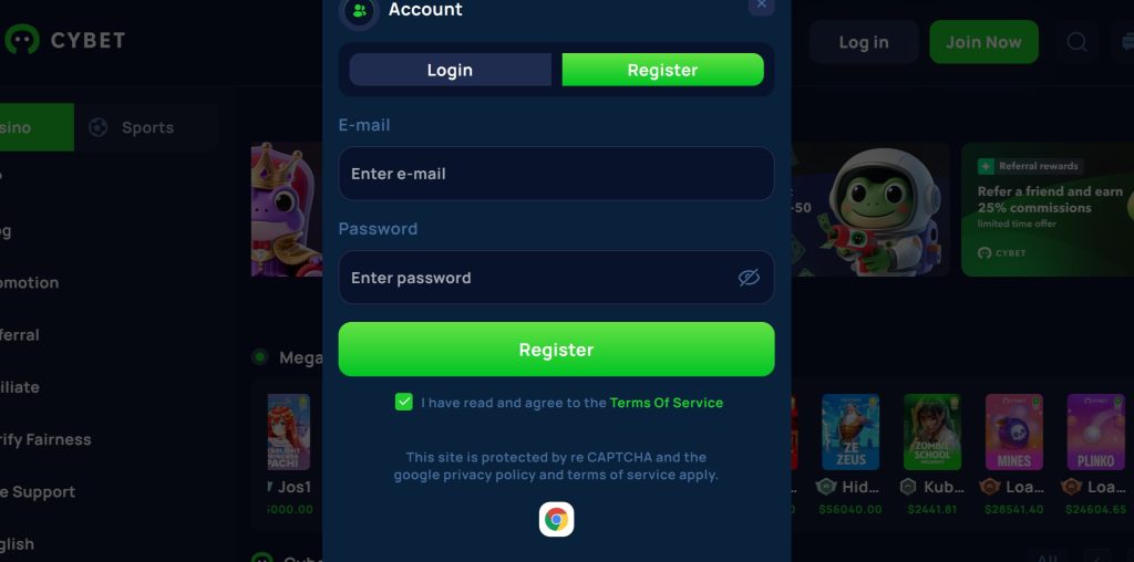 You need to enter an email and password to join