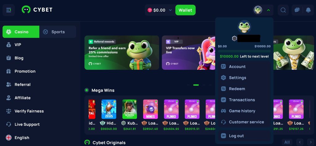 You can then log into your account and start playing 