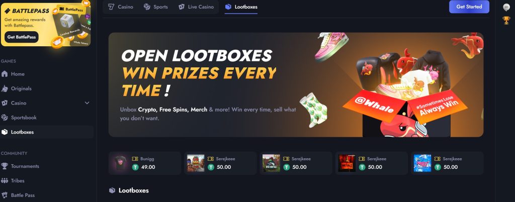 Whale.io welcomes new players with open arms through lootboxes, tournaments, and tailored rewards