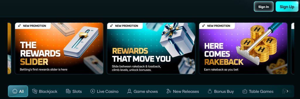 Housebets offers numerous bonuses to new and regular players, from deposit match boosts to rakeback and personalized rewards